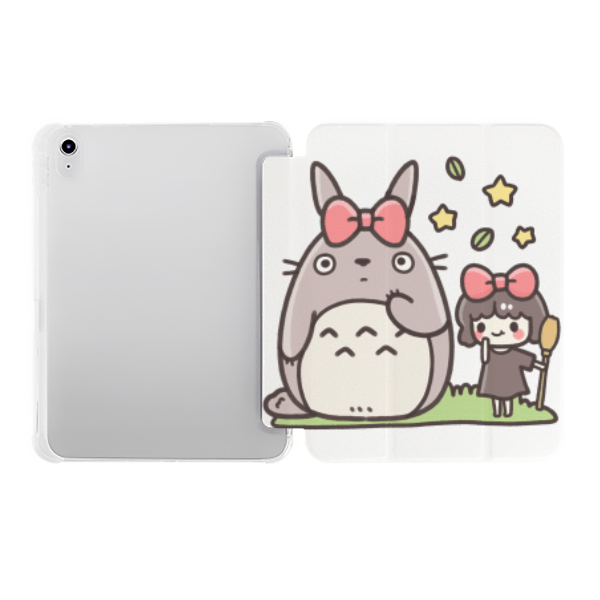 （画像用） となりのトトロ 草壁メイ 草壁サツキ My Neighbor Totoro Satsuki Kusakabe Mei Kusakabe IPad ケース ペン収納付き 三つ折りスタンド PUレザー×シリコン 対応機種9.5/10.5/10.9インチ